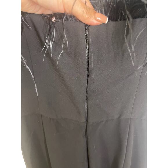 Amanda Uprichard Amiah Jumpsuit Ostrich Feather Trim Classy Witchy Black Size S - Picture 9 of 16
